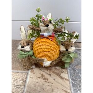Ashland Sisal Easter Bunnies with Carrot Tabletop Decor Spring Centerpiece NEW